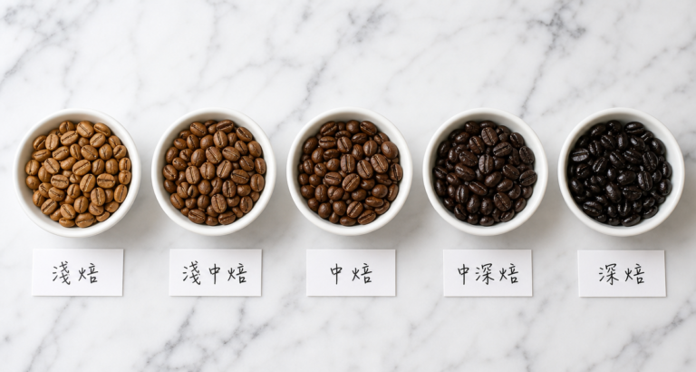咖啡豆烘焙度對比，淺焙、中焙、深焙三種咖啡豆顏色深淺一覽